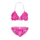 Satin Ruffled Sissy Lingerie Set With Bralette